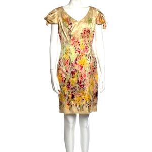 Carolina Herrara Gold Floral Dress